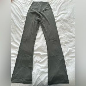 Flare leg cross waist leggings, olive green, xs